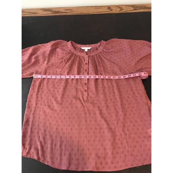 Garnet Hill Elbow-Sleeve Swiss-Dot Blouse - Size Medium - Picture 6 of 12
